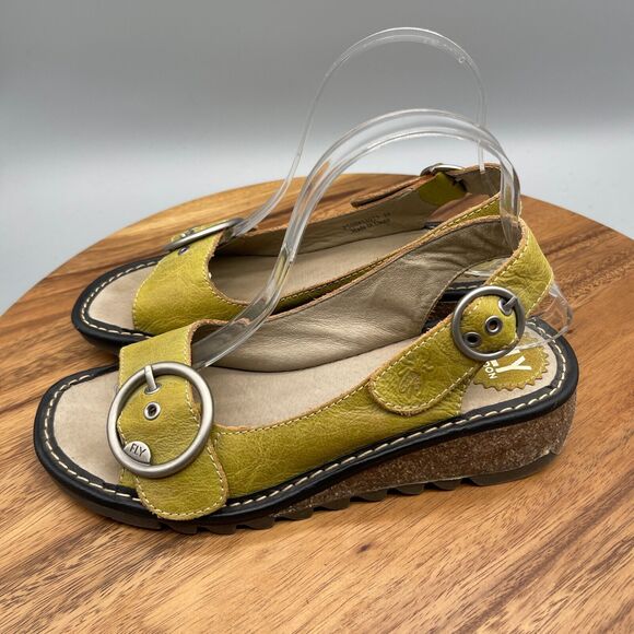 Fly London Mustard Sandals with Metallic Buckle - Picture 3 of 8